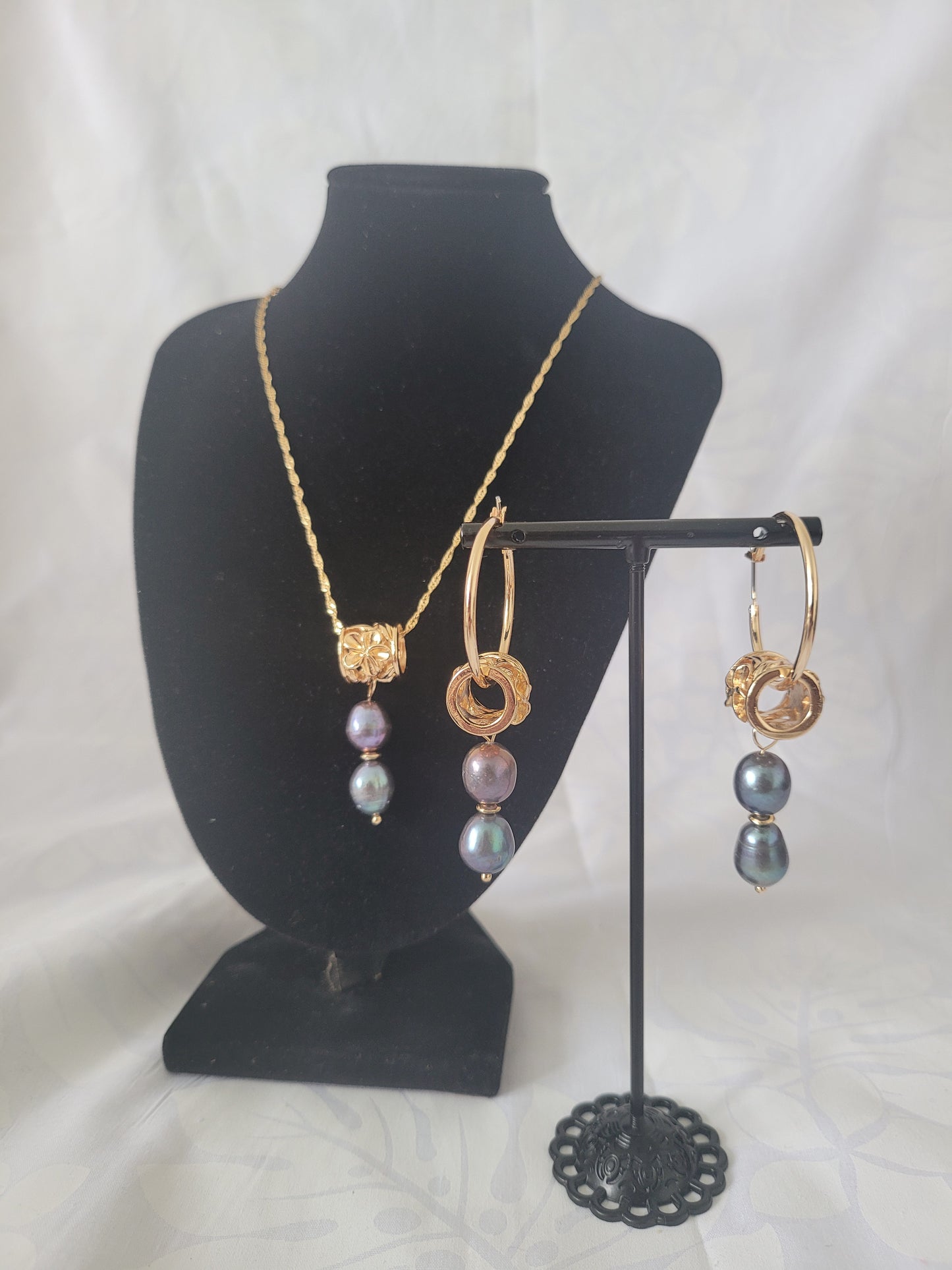 Double Black Hawaiian Freshwater Pearl Set