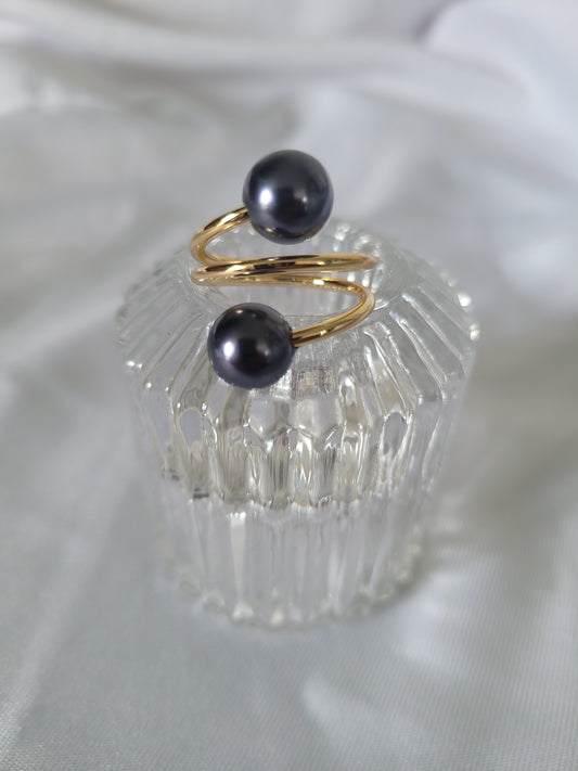 Double Pearl Twirl Ring